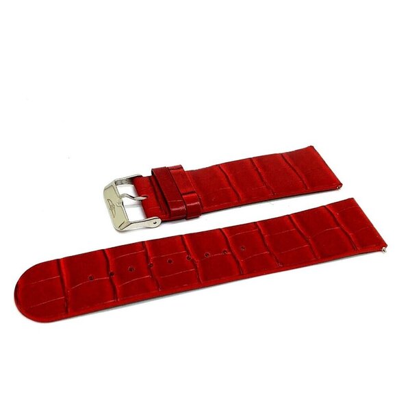 Invicta Watch Replacement Band Red Leather 26mm Lug Silver Tone Steel Cl… - Picture 4 of 5